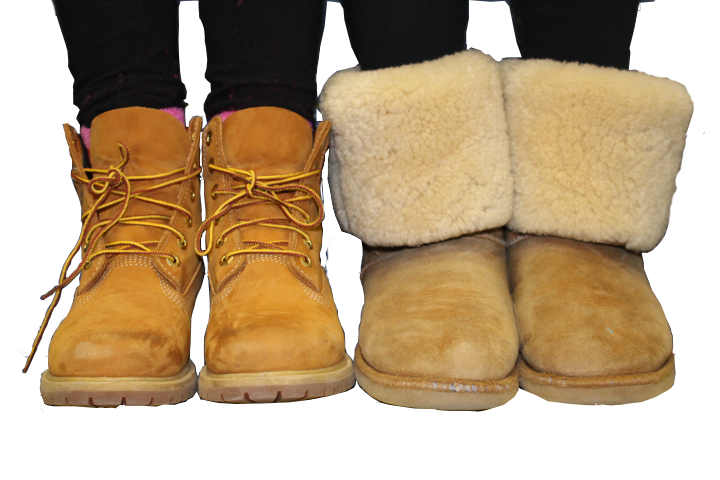 Uggs and Timberlands are very different, but they both dominate winter feet.