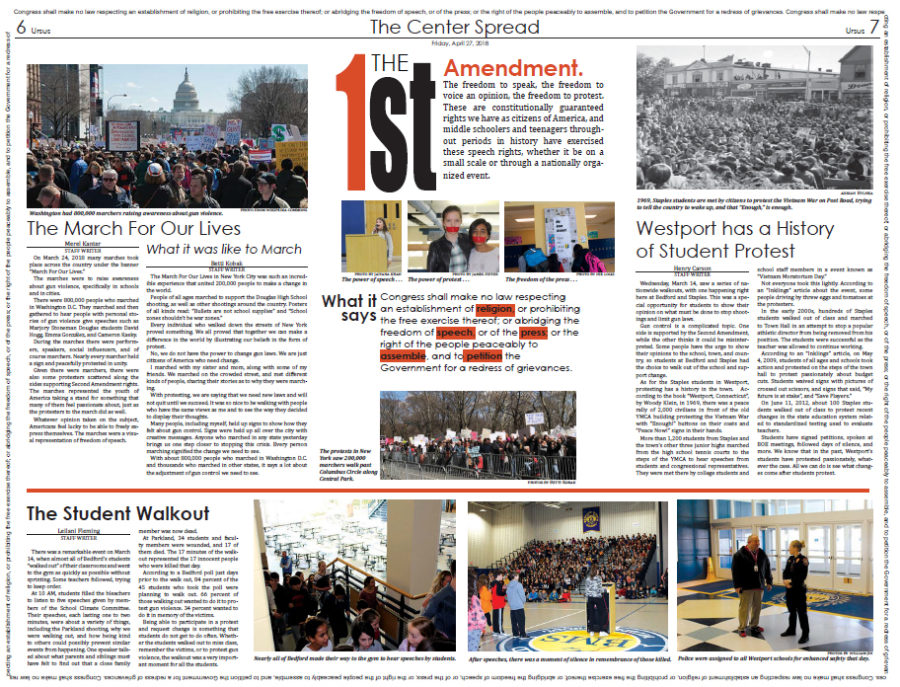The Center Spread on the First Amendment as it appeared in the April 27th paper
