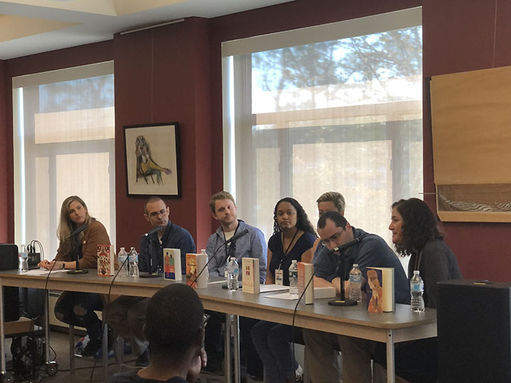 The “Coming of Age” panel at Saugatuck Storyfest, moderated by Lorien Hallama, a 7th and 8th grade L.A. teacher here at BMS.