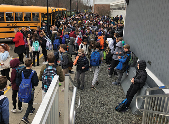 Bedford’s bus loop after school and before school in the caf are the only places and time students can use their phones on school grounds.