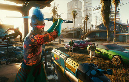 A snapshot of Cyberpunk 2077 gameplay.