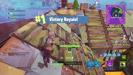 A player wins a game of Fortnite.