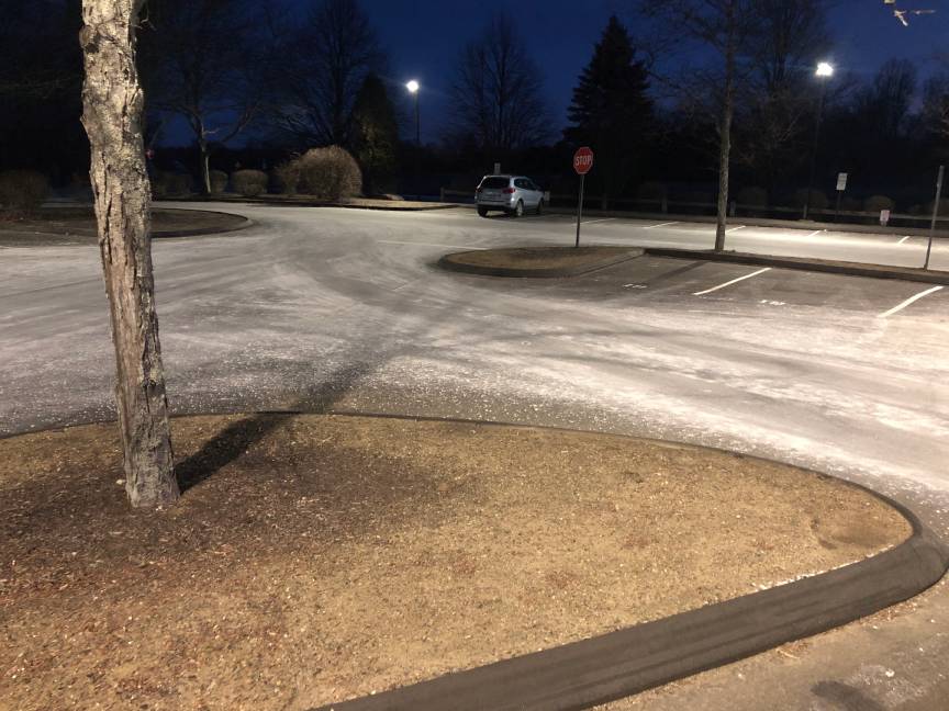 To stop icing, winter mornings often bring town trucks and a layer of salt to BMS.