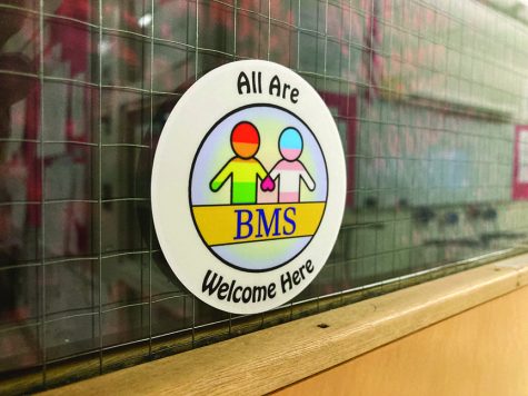 Pride stickers found on many BMS doors declared safe spaces for LGBTQIA+ people